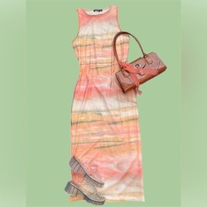 Boohoo Marble Print Sleeveless midi dress NWT